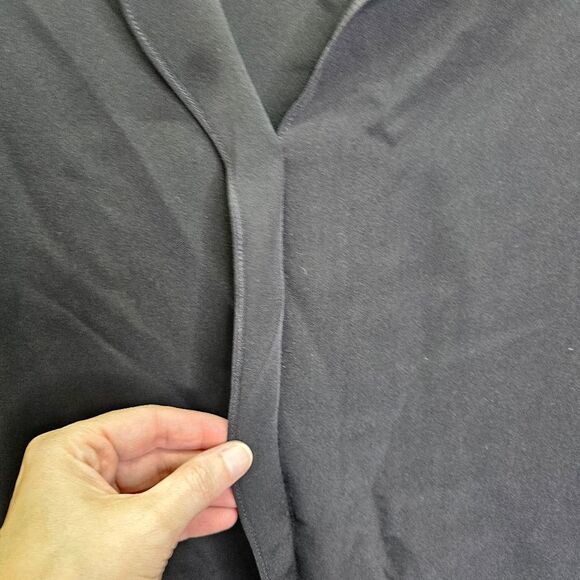 Peter Cohen Black Silk Split Neck Long Sleeve Blouse Size Large - Picture 5 of 8